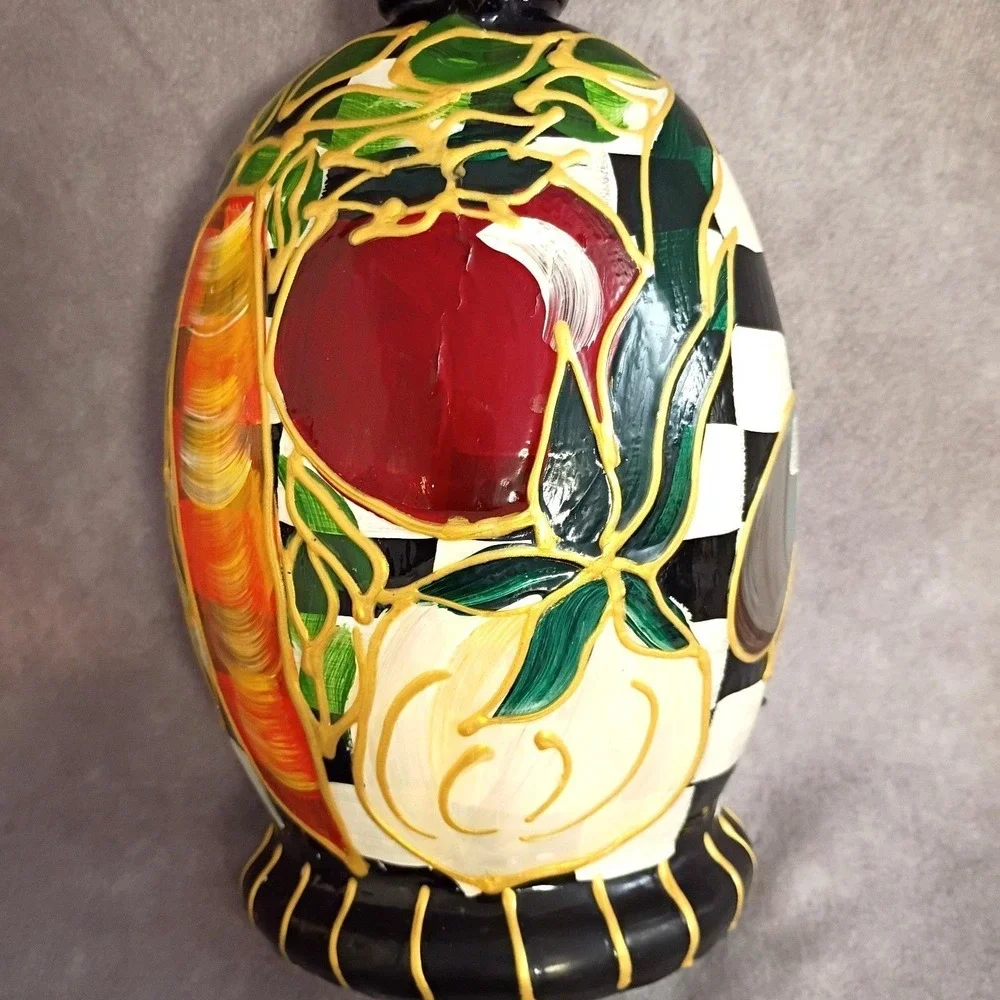 Vintage set 500‎ ML Made in Italy Hand Painted Flat Back Bottles Decor Signed